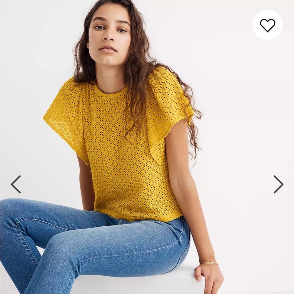MADEWELL | Texture & Thread Lace Eyelet Flutter Sleeve Shell Blouse
